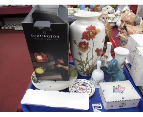 Poole Pearl Lustre Vase, 25cm high, trinket box and otter, Dartington 'Pearl Earring' vase, other ceramics:- One Tray