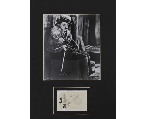 Charlie Chaplin, signed and mouted display, the signature on 'The Star' ticket stub, with Fraser's Certificate of Authenticit