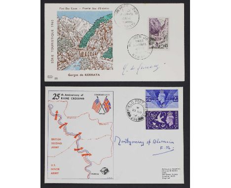 De Gaulle signed first day cover, with unsigned black and white photo, together with Montgomery of Alamein first day cover (3