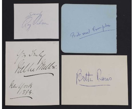 Four miscellaneous signed album pages, comprising Roy Orbison, Richmal Crompton, Nellie Melba and Bette Davis, the last three