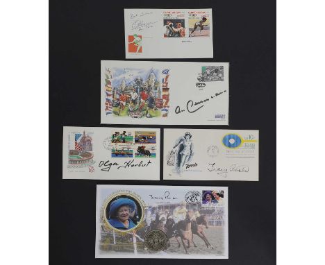 Approximately fifty sport signed first day covers, including Franz Bekenbaur, Tracy Austin, Paul Gascoinge, Don Bradman and p