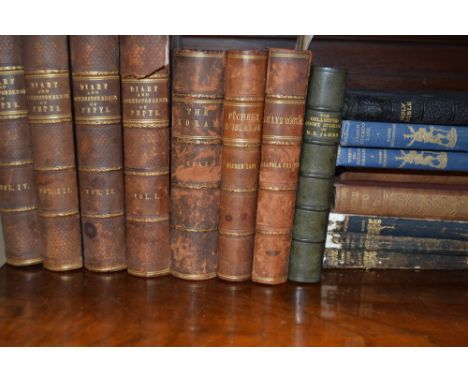 Leather Bindings - Diary and Correspondence of Pepys;  The Collection of Ghost Stories of Mr M R James;  etc 