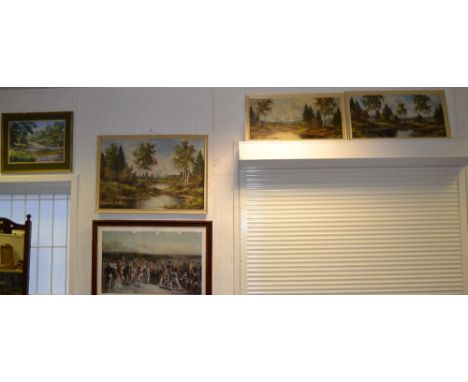 A Victorian coloured lithograph print, framed, others (5)