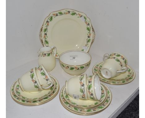 A Wedgwood part tea service,Turkey Oak pattern , decorated with acorns and oak leaves c1930