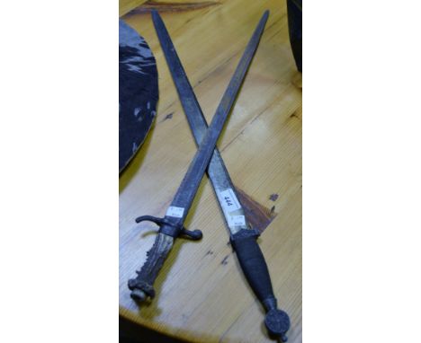 An 18th/19th century German hunting hanger, antler grip; another sword (2)