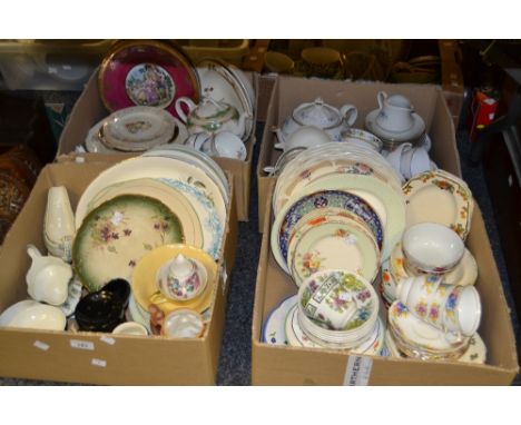 Teawares - Wedgwood and Co soup bowls, a Staffordshire part tea service, a Royal Vale part tea service, Copeland Spode breakf