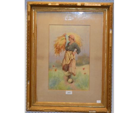 French School (early 20th century)
Harvest Girl
signed M R Paris, watercolour