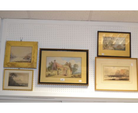 R Walker (late 19th century)
The Rustic Cottage
signed, watercolour, 20cm x 30cm;  others, various
