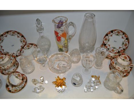 Ceramics and Glassware - a Staffordshire part tea service; a Swarovski crystal pineapple, a 1930s painted lemonade jug; etc