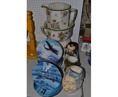 A Royal Doulton Old Leeds Sprays part wash set; Royal Worcester Bradex limited edition Heroes of the Sky plates;  a Beswick c