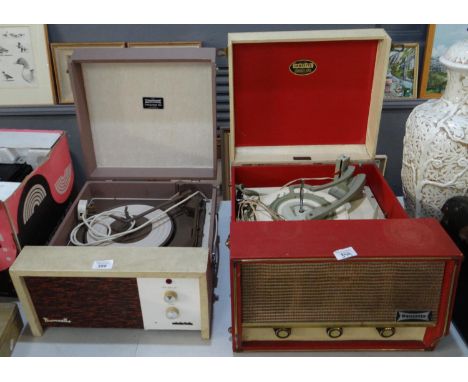 Two vintage Dansette Monarch portable record players. (2) 