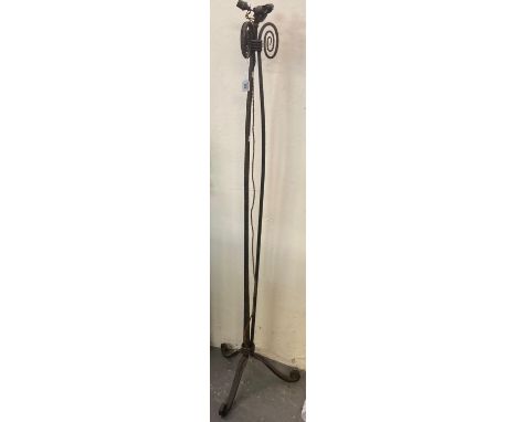 Heavy cast iron tripod lamp base with scroll decoration.  (B.P. 21% + VAT) 