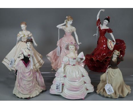 Six Coalport bone china figurines to include: 'Flamenco', 'With This Ring', 'Geraldine', 'Southern Belle' etc.  (6)  (B.P. 21
