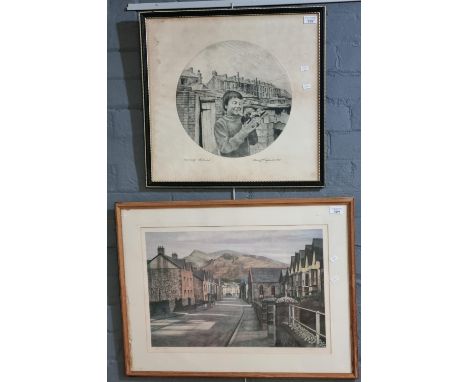 After David Carpanini (Welsh 20th century), 'the Winner', artist's proof monochrome print signed in pencil. 36cm diameter app