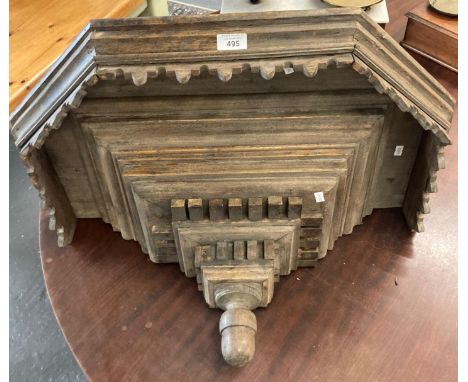 Large oak wall shelf bracket or console, possibly originally for a large clock. 