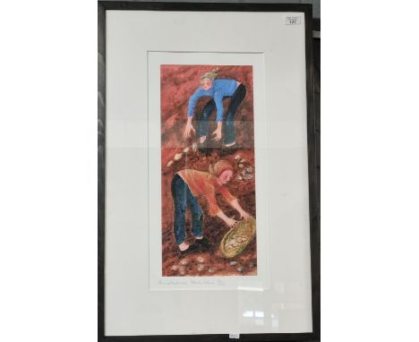 After Muriel Williams (20th century), 'Potato Pickers', limited edition coloured print No. 192/495 signed in pencil by the ar