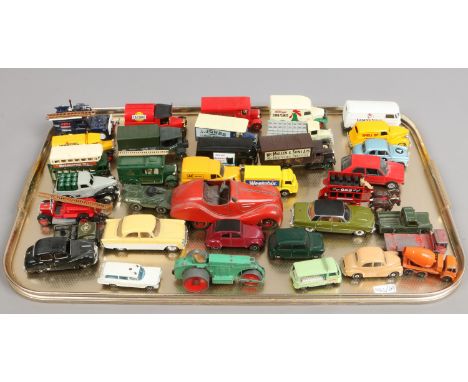 A tray of Diecast metal model vehicles some vintage including Dinky, Corgi, Le Sney, MAtchbox etc.