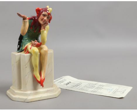 A Carltonware ceramic model of the jester limited to an edition 70/500 with certificate of authenticity.