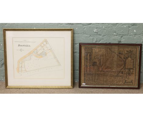 A framed ordnance survey of Hexthorpe Hall along with an antique style map of Lincoln.