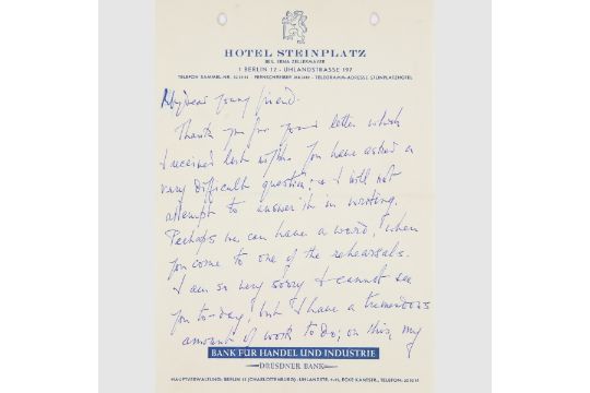 Barbirolli John Dirigent Handschriftlicher Brief Mit Unterschrift 8 Berlin O Datum 2 S