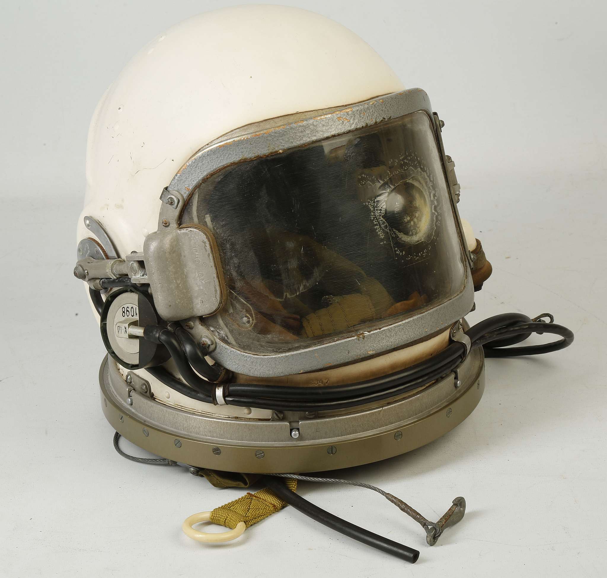 A 1950s RUSSIAN MIG FIGHTER PILOT HELMET, with wide high altitude ...