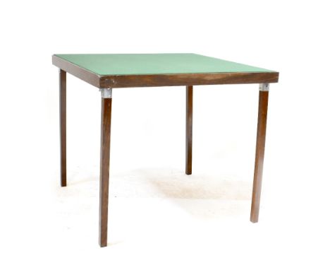 A modern green baize top card table, 77 x 77cm.