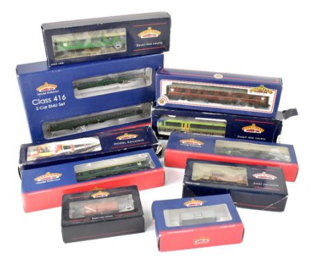 A group of ten boxed Bachmann OO gauge model railway items to include a Class 416 Two Car Emu set 31-376 2EPB Emu 5770 Late S