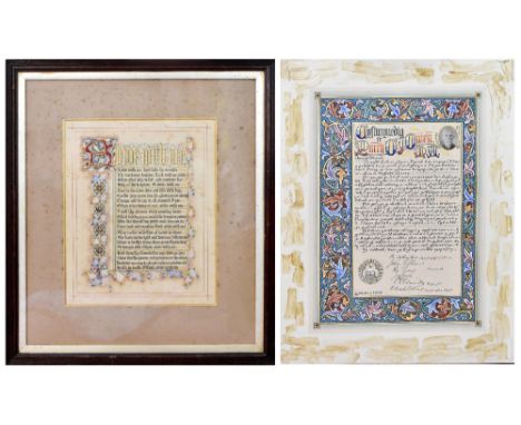 S HARRIS OXTON (British fl 1886-1930); an illuminated manuscript 'Abide with Me', with the verses in full within a border of 