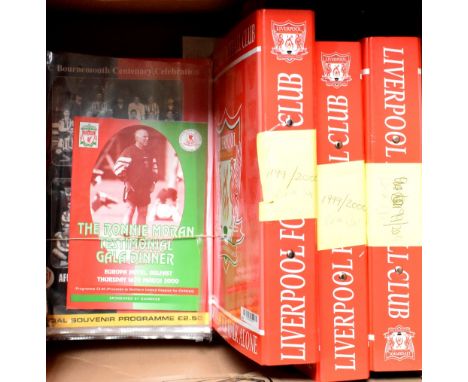 A quantity of Liverpool FC 1999-2000 Season football programmes comprising Premier League: Everton home and away, Derby Count