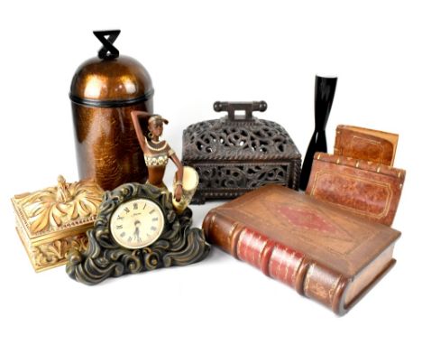A quantity of various 20th century metal and ceramic ornamental items to include African dancing figures, vases, ornamental b