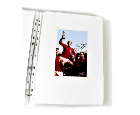 ENGLAND 1966 WORLD CUP WINNING SQUAD; a collection of signed magazine cuttings and photographs for the entire England 1966 Wo