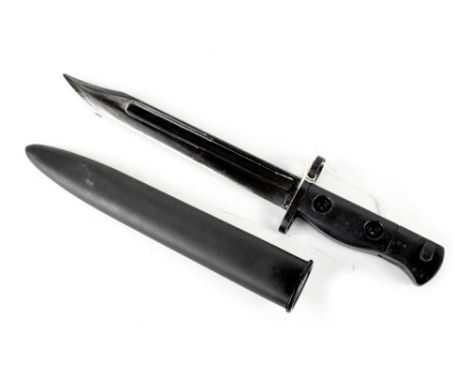 A British L1A3 SLR knife bayonet and scabbard.