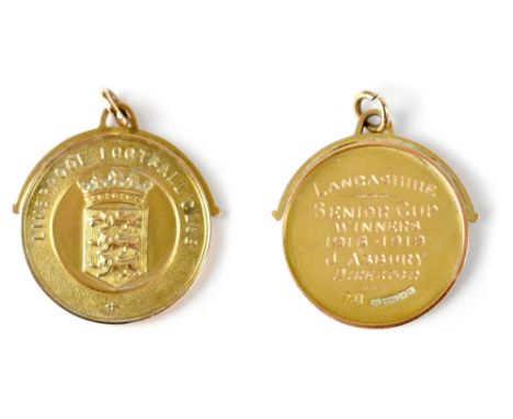 LIVERPOOL FOOTBALL CLUB; a 1918-1919 Lancashire Senior Cup Winners medal awarded to J Asbury, Director, diameter 35mm, approx