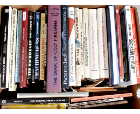 Two boxes of books relating mostly to Colt and other firearms to include 'Colt Engraving' by Beinfeld, 'The Colt Engraving Bo