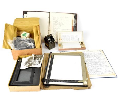 A quantity of mainly vintage photographic equipment to include various studio lights, photographic plates, photo tinting outf