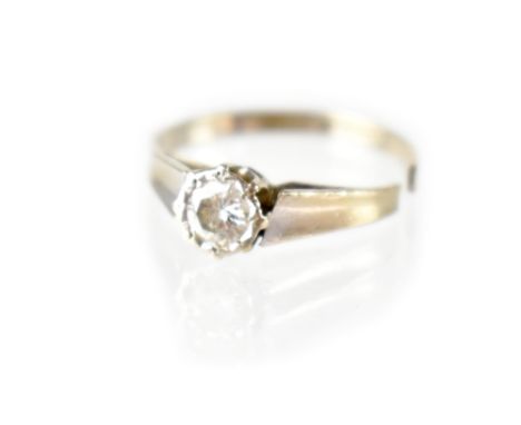 An 18ct white gold diamond ring with cathedral set diamond approx 0.25ct, size K, approx 2.2g. CONDITION REPORT The shank has