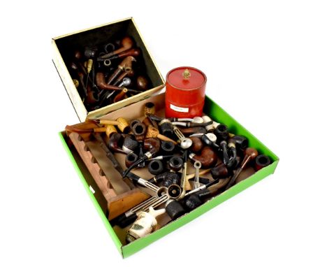 A collection of approximately seventy late 19th and early 20th century smokers' pipes to include Meerschaum 'Missouri Corncob