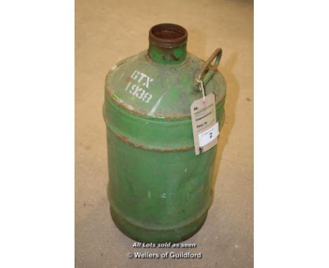 *GREEN VINTAGE GALVANISED STEEL CONTAINER, 570MM HIGH