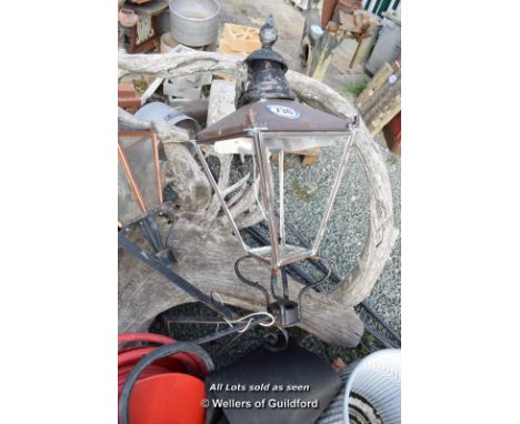 *COPPER STREET LANTERN ON WROUGHT IRON BRACKET