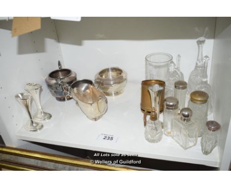 *SHELF OF MAINLY GLASSWARE AND SILVERPLATE