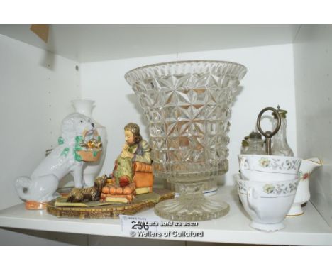 *SHELF OF MAINLY GLASSWARE AND PORCELAIN