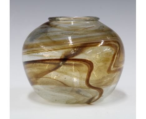 An art glass vase, signed indistinctly, 13 x 11cm. 