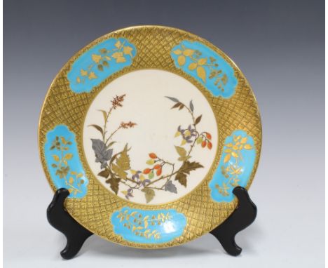 Royal Worcester cabinet plate, puce backstamp and date code for 1883, 23cm. 