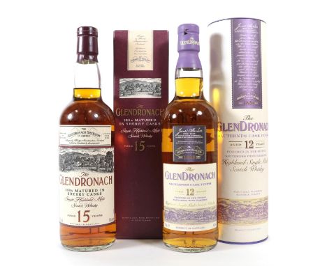 Glendronach 15 Years Old Single Highland Malt Scotch Whisky, 40% vol 70cl, in original cardboard sleeve (one bottle), Glendro