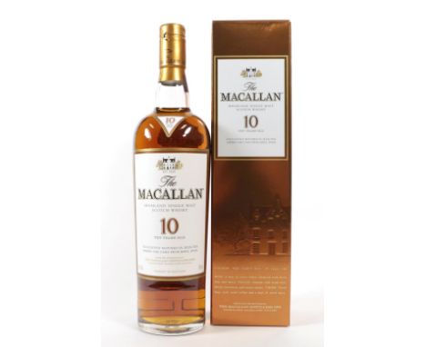 The Macallan Highland Single Malt Scotch Whisky 10 Years Old, 40% vol 700ml, in original cardboard sleeve (one bottle)