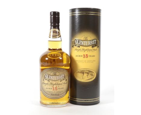 Glenturret 15 Years Old Single Highland Malt Scotch Whisky, 40% vol 70cl, in original cardboard tube (one bottle)