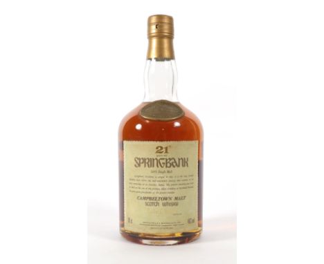 Springbank 21 Year Old Campbeltown Malt Scotch Whisky, 70cl 46% vol (one bottle)