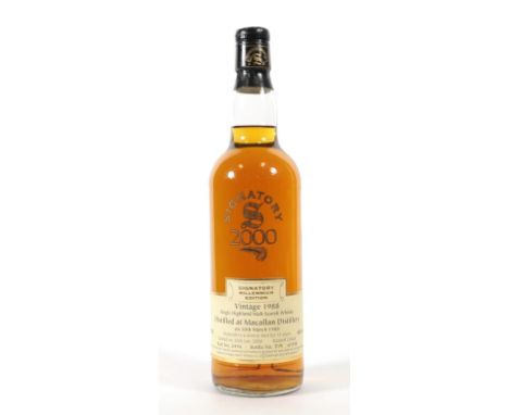 Signatory 2000: 12 Years Old 1988 Vintage Single Highland Malt Scotch Whisky, distilled at the Macallan Distillery, a Signato