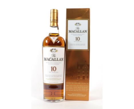 The Macallan Highland Single Malt Scotch Whisky 10 Years Old, 40% vol 700ml, in original cardboard sleeve (one bottle)