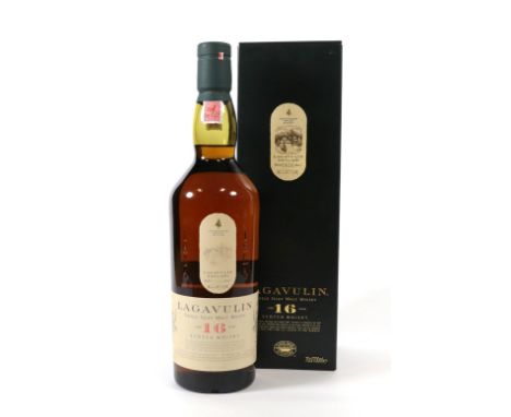 Lagavulin 16 Years Old Islay Single Malt Scotch Whisky, 43% vol 70cl, in original cardboard sleeve (one bottle)